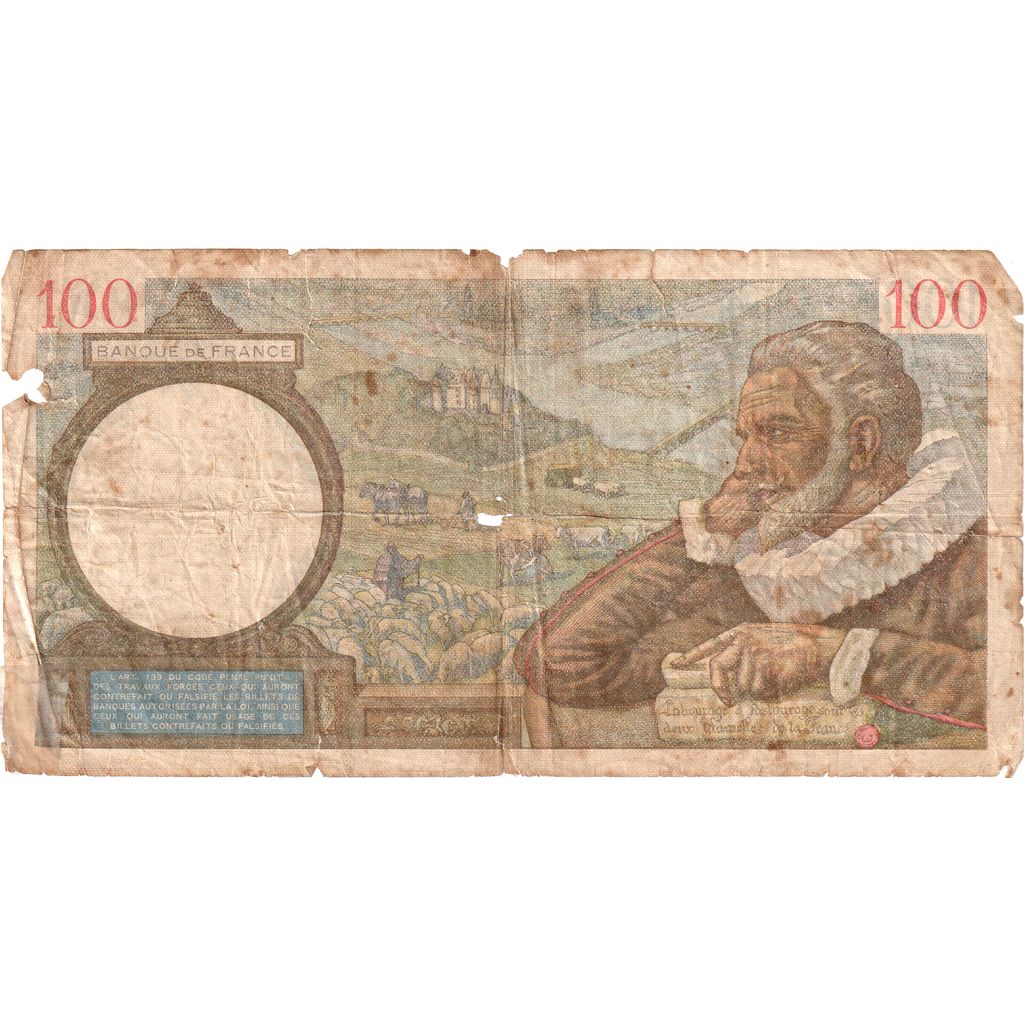 Francja, 100 Francs, Sully, 1940-01-25, L.7076940, VF(20-25)