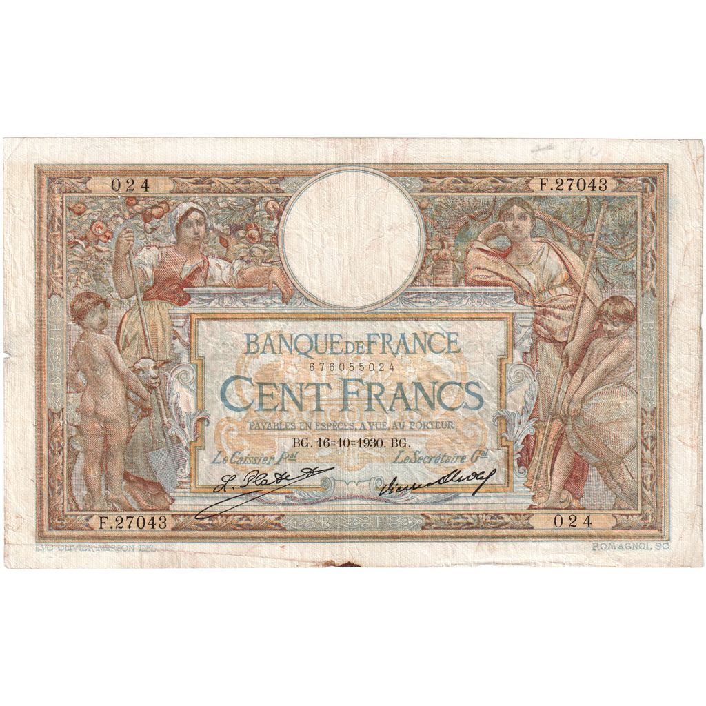 Frankrijk, 100 Francs, Luc Olivier Merson, 1930-10-16, F.27043, TB+