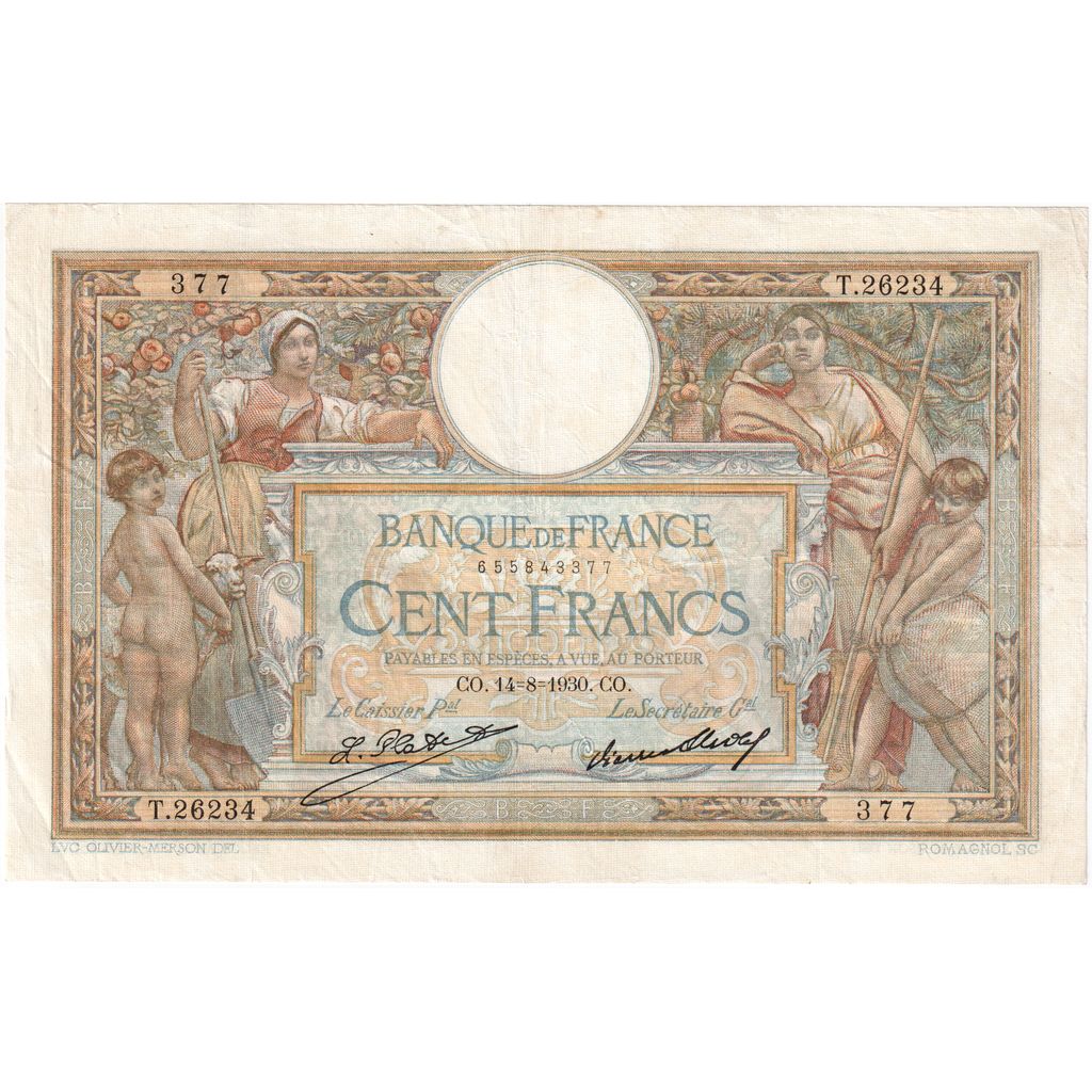 France, 100 Francs, Luc Olivier Merson, 1930-08-28, T.26234377, TTB