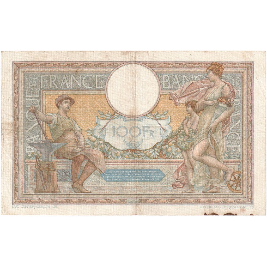 France, 100 Francs, Luc Olivier Merson, 1931-10-15, D.32609186, VF(30-35)