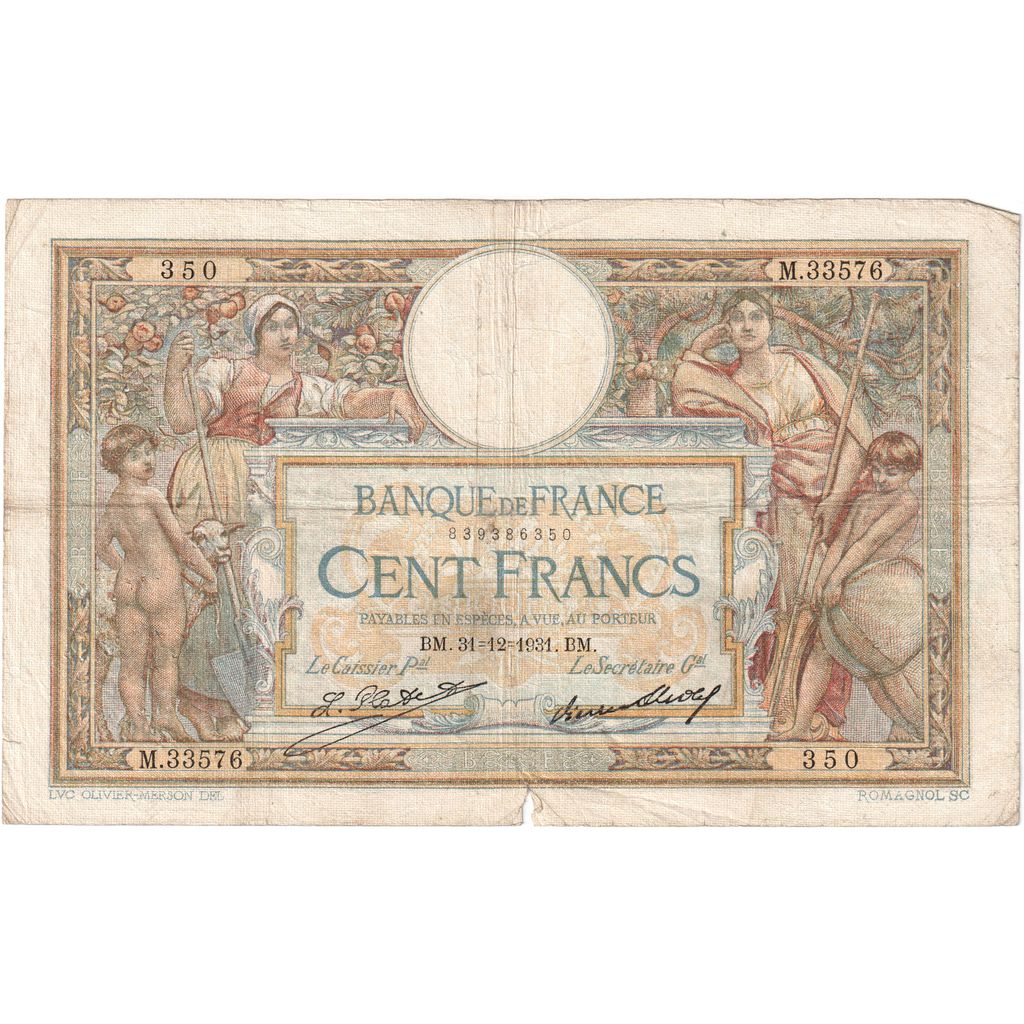 Frankrijk, 100 Francs, Luc Olivier Merson, 1931-12-31, M.33576350, TB+