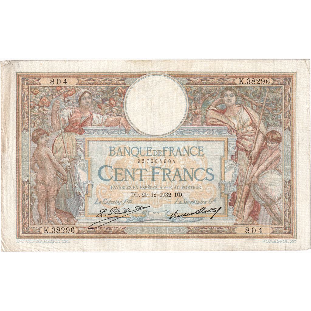Frankrijk, 100 Francs, Luc Olivier Merson, 1932-12-29, K.38296804, TB+