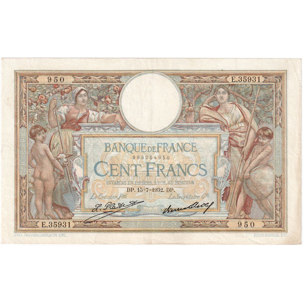France, 100 Francs, Luc Olivier Merson, 1932-07-15, E.35931950, TTB
