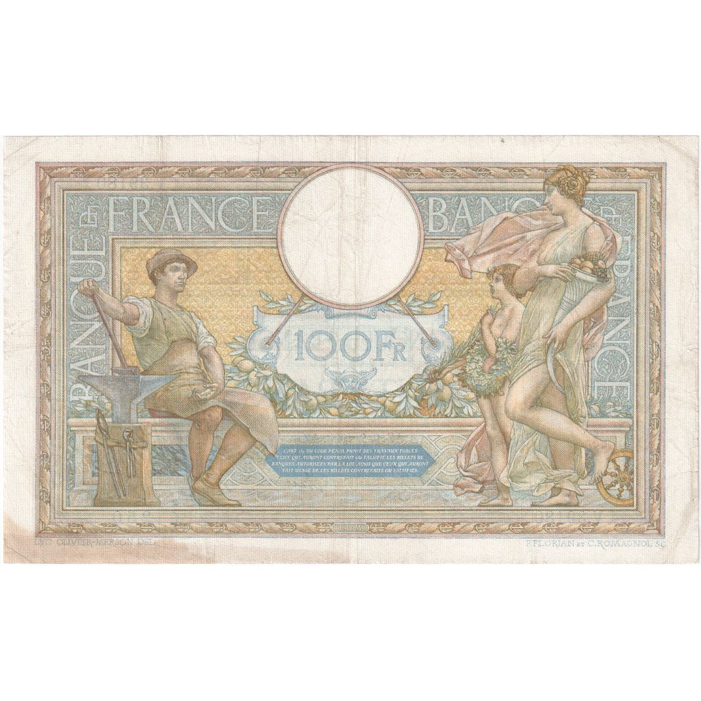 Francja, 100 Francs, Luc Olivier Merson, 1933-02-09, V.39180250, EF(40-45)
