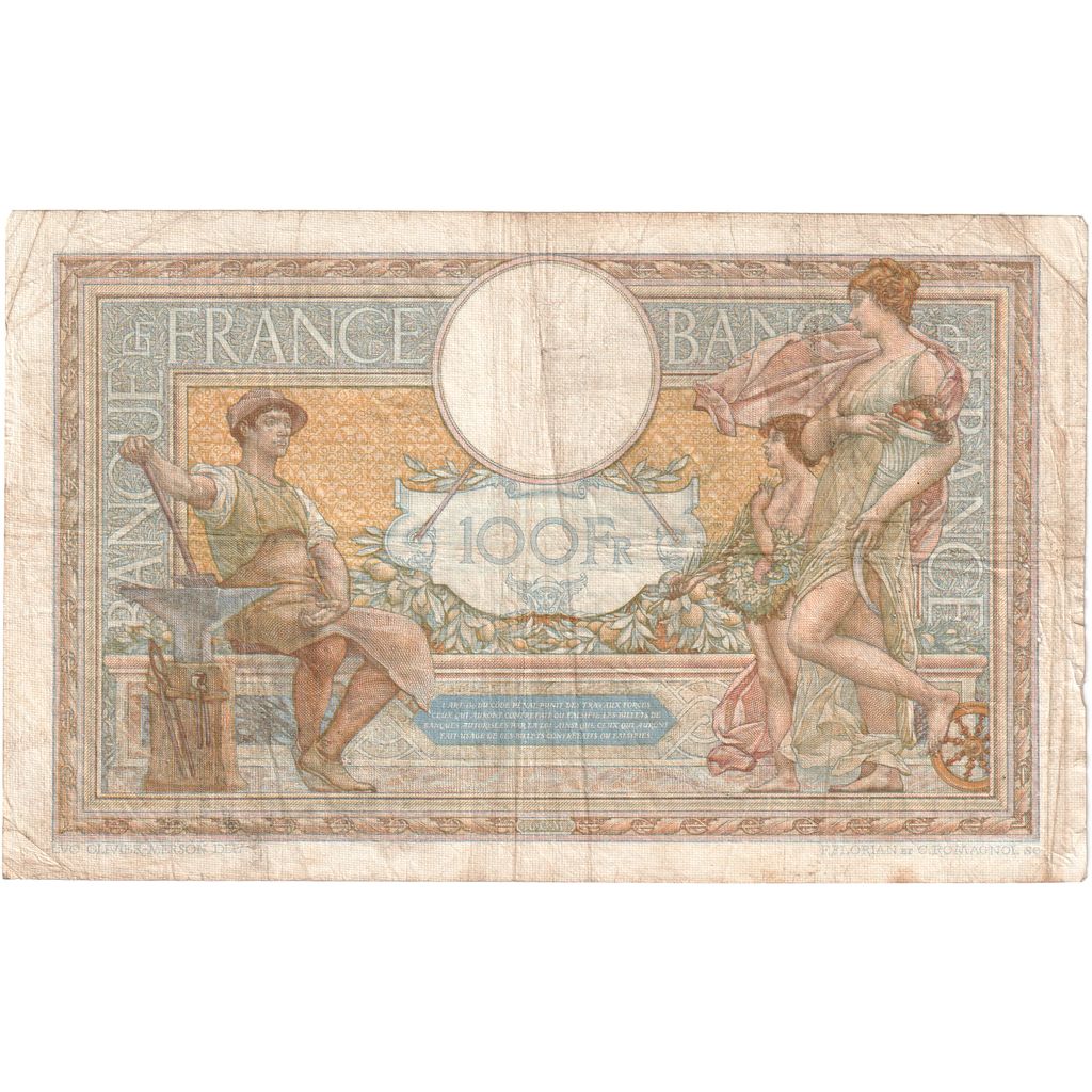 France, 100 Francs, Luc Olivier Merson, 1933, 1933-08-10, VF(30-35)