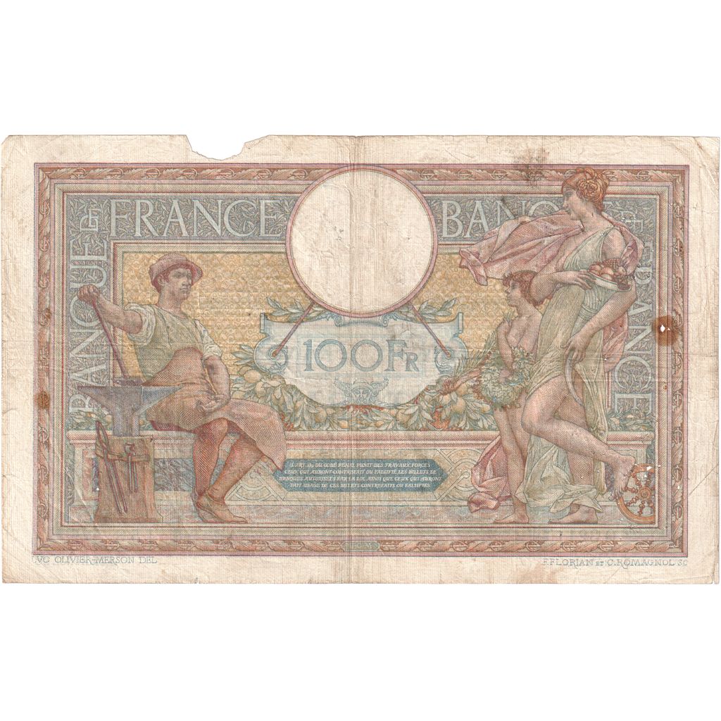 Francia, 100 Francs, Luc Olivier Merson, 1916-01-08, Q.3211158, MB