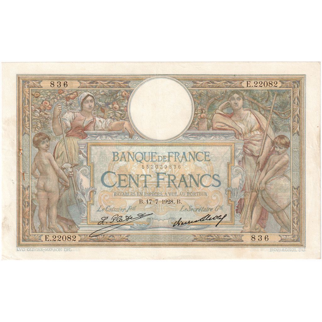 Francia, 100 Francs, Luc Olivier Merson, 1928-07-17, E.22082836, BB