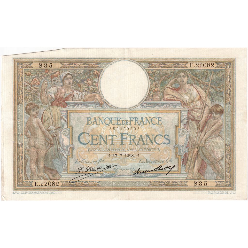 Francia, 100 Francs, Luc Olivier Merson, 1928-07-17, 1928-07-17, BB