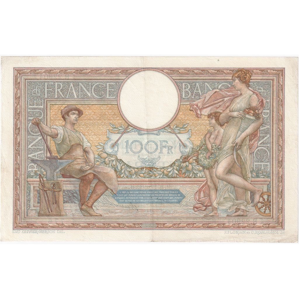 France, 100 Francs, Luc Olivier Merson, 1928-10-11, R.22904776, EF(40-45)