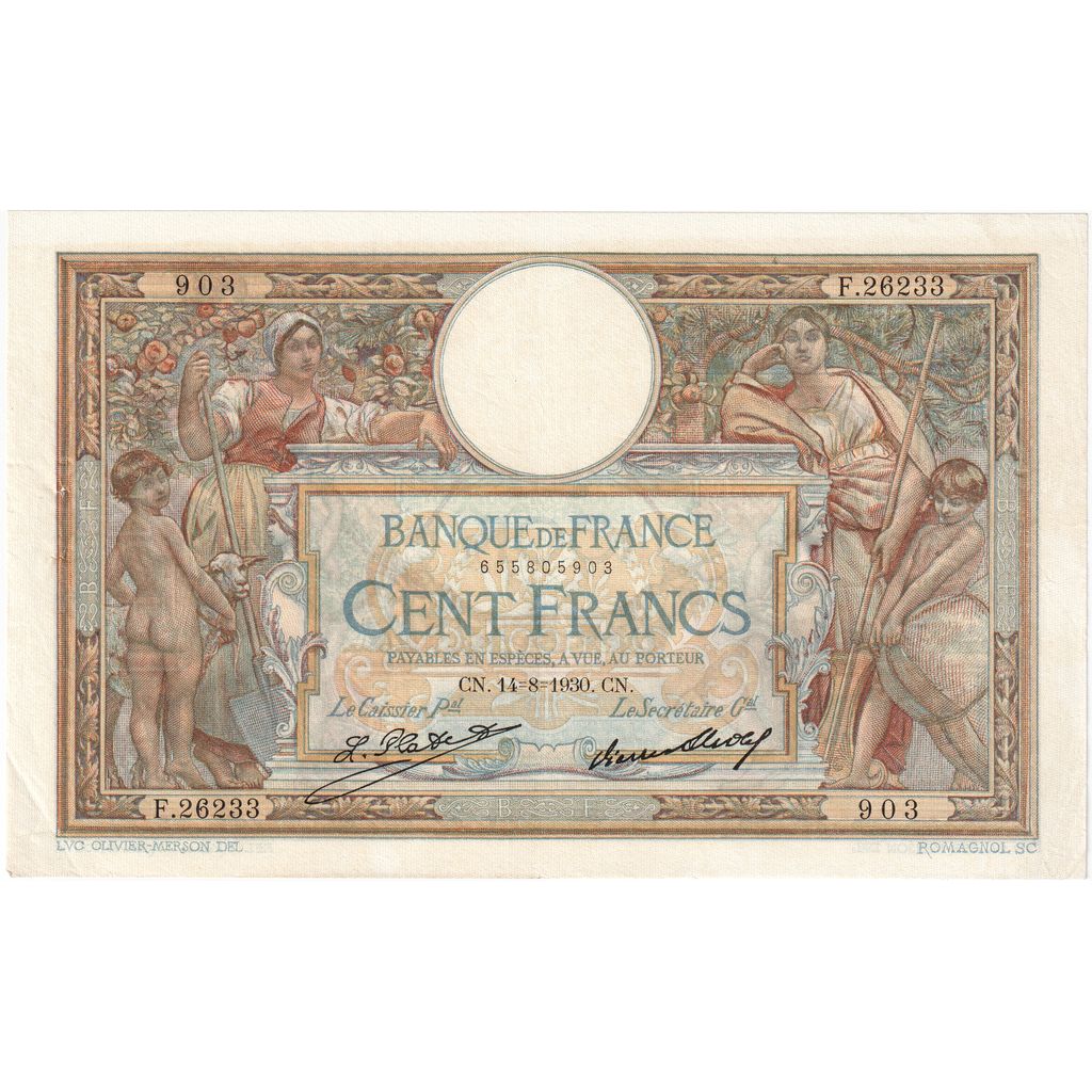 Francia, 100 Francs, Luc Olivier Merson, 1930-08-14, F.262339003, SPL-