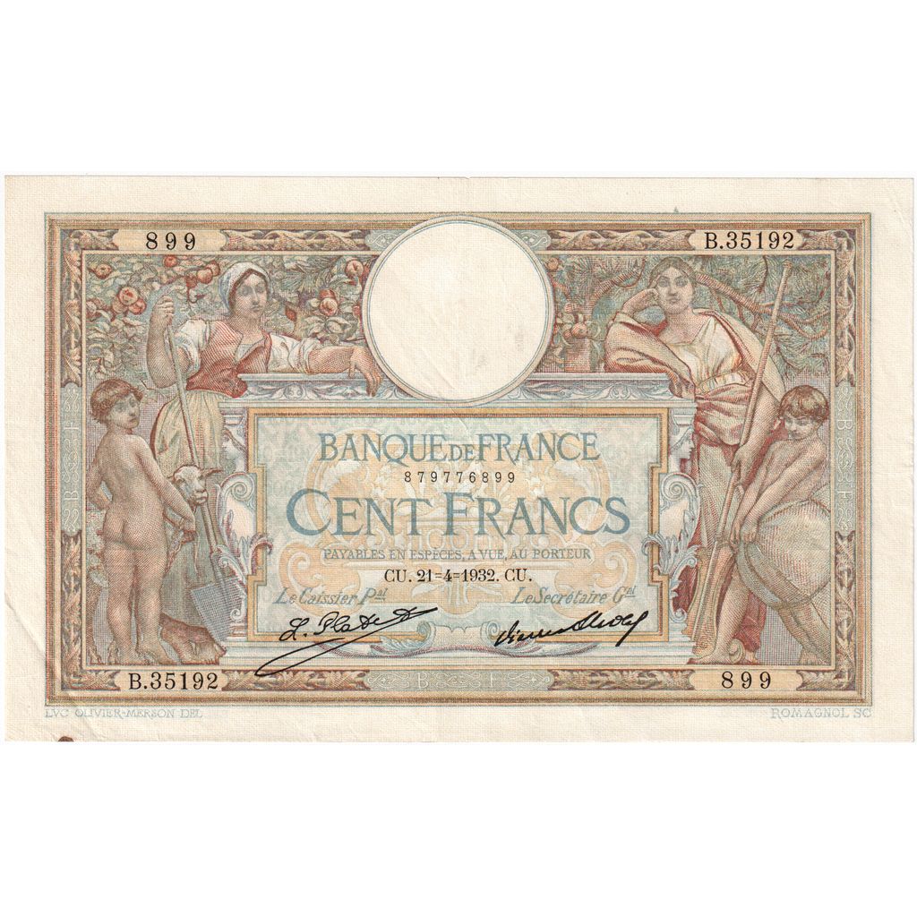 Frankrijk, 100 Francs, Luc Olivier Merson, 1932-04-21, B.35192899, TTB