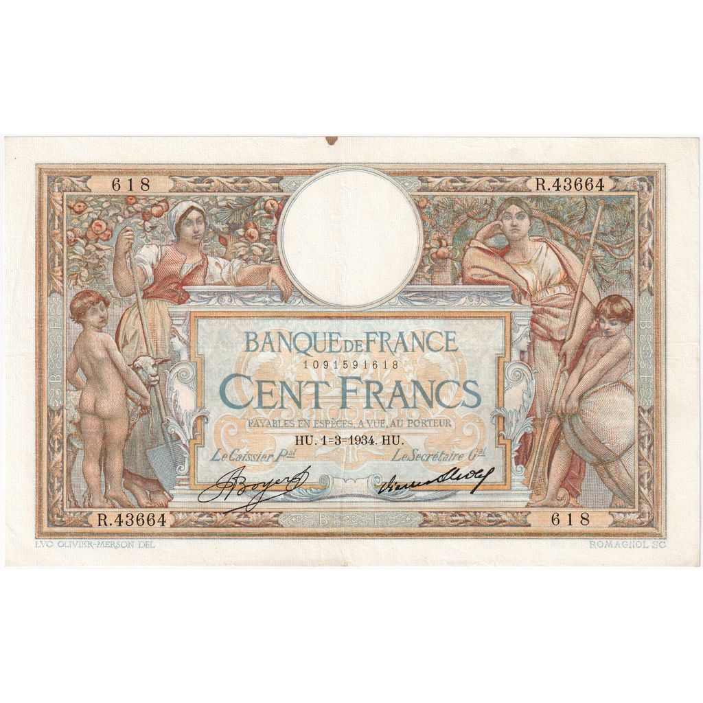France, 100 Francs, Luc Olivier Merson, 1934-03-01, R.43664618, TTB
