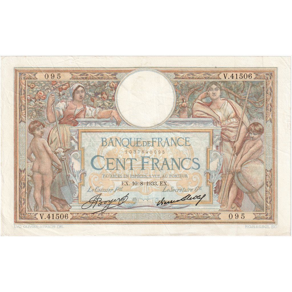 Francja, 100 Francs, Luc Olivier Merson, 1933-08-10, V.41506095, EF(40-45)