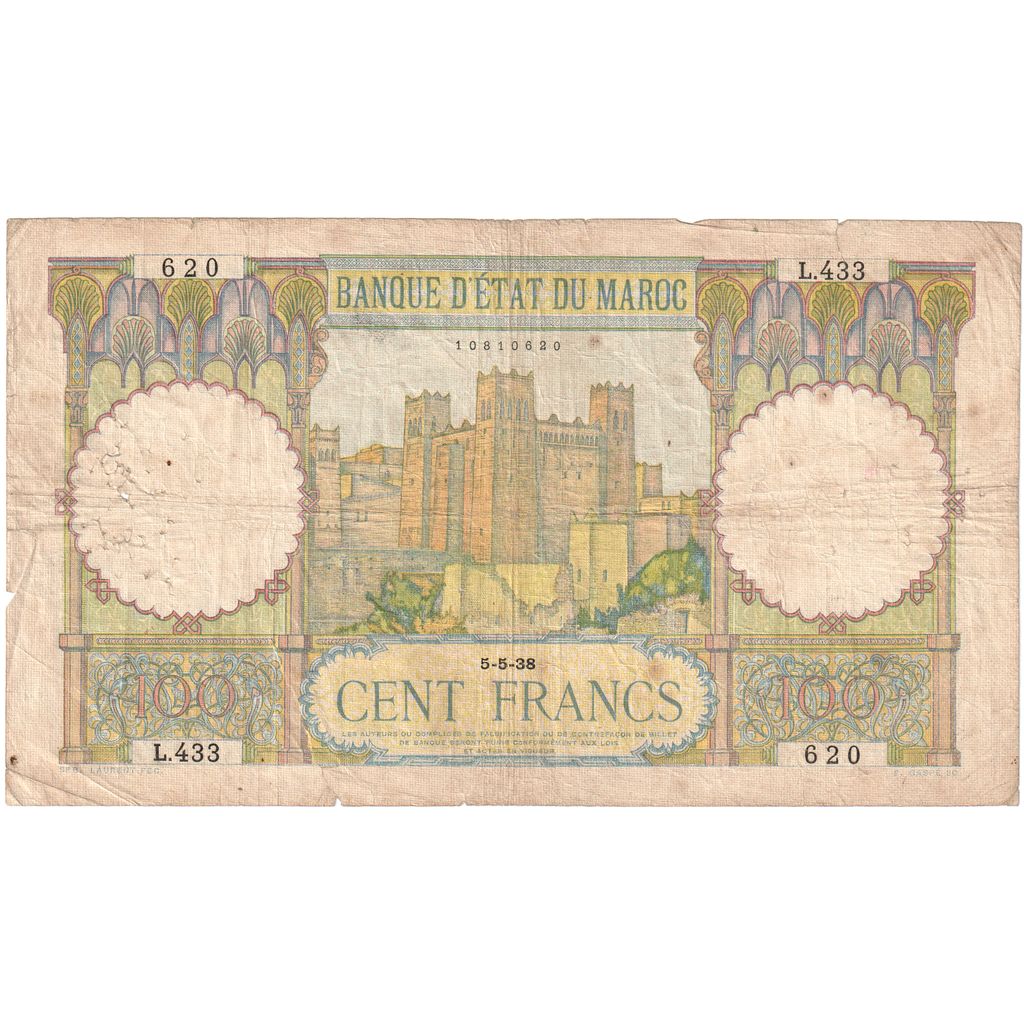 Maroc, 100 Francs, 1938-05-05, TB+