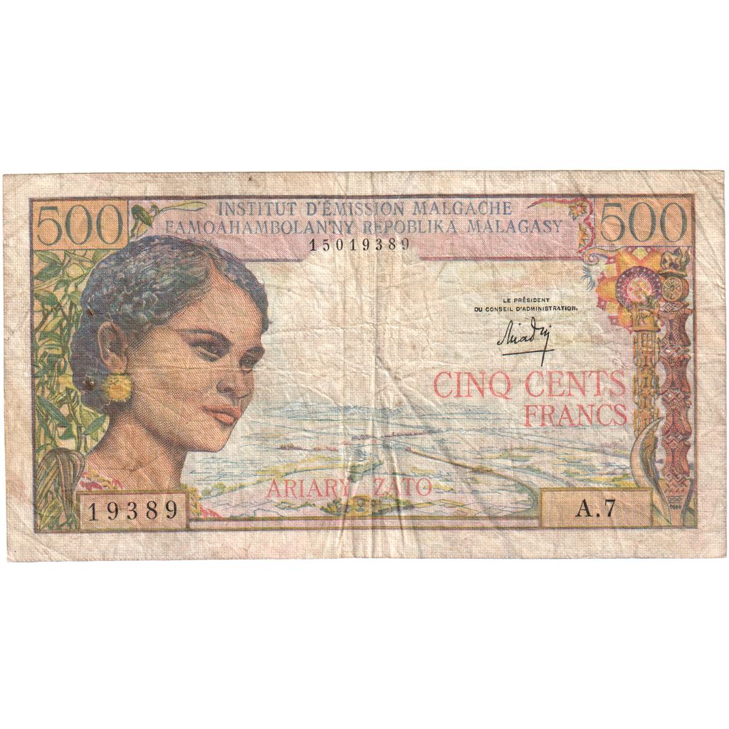Madagascar, 500 Francs = 100 Ariary, MB