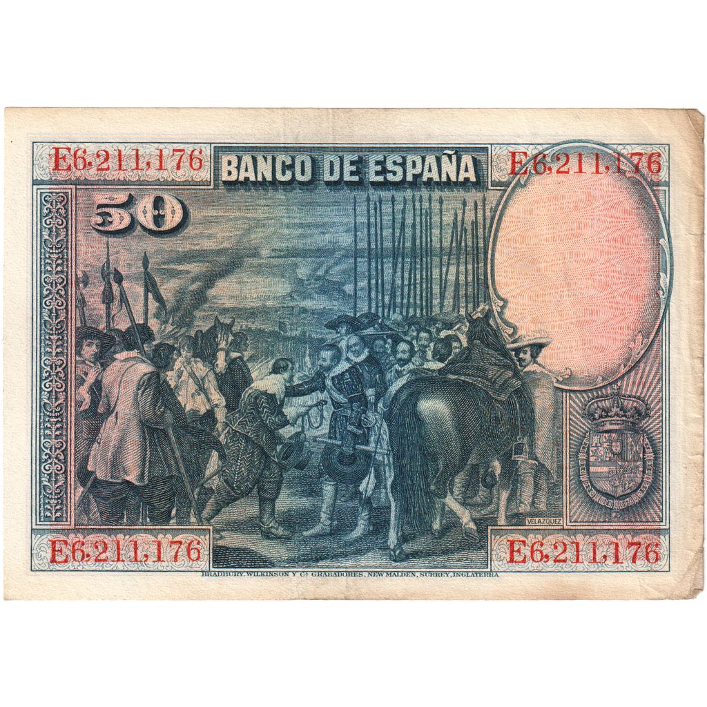 Espanha, 50 Pesetas, 1928-08-15, VF(20-25)