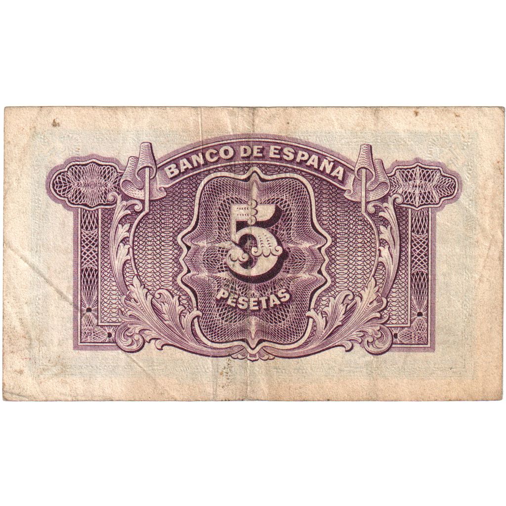 Billete, 5 Pesetas, 1935, España, BC+