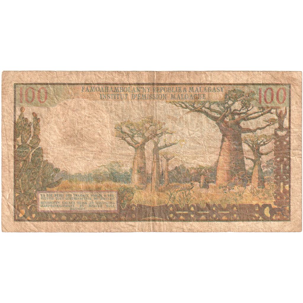 Madagascar, 100 Francs =  20 Ariary, BC