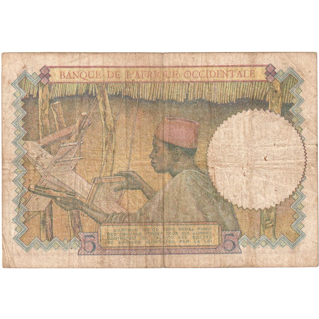 Francuska Afryka Zachodnia, 5 Francs, 1942-05-06, VF(20-25)