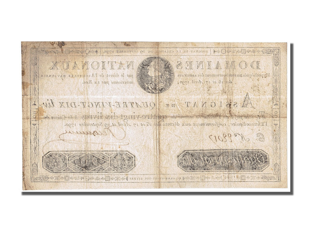 France, 90 Livres, 1790-09-29, C, VF 25, PMG