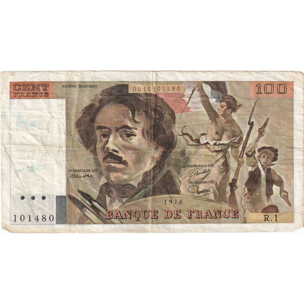 France, 100 Francs, Delacroix, R.1101480, VF(30-35)