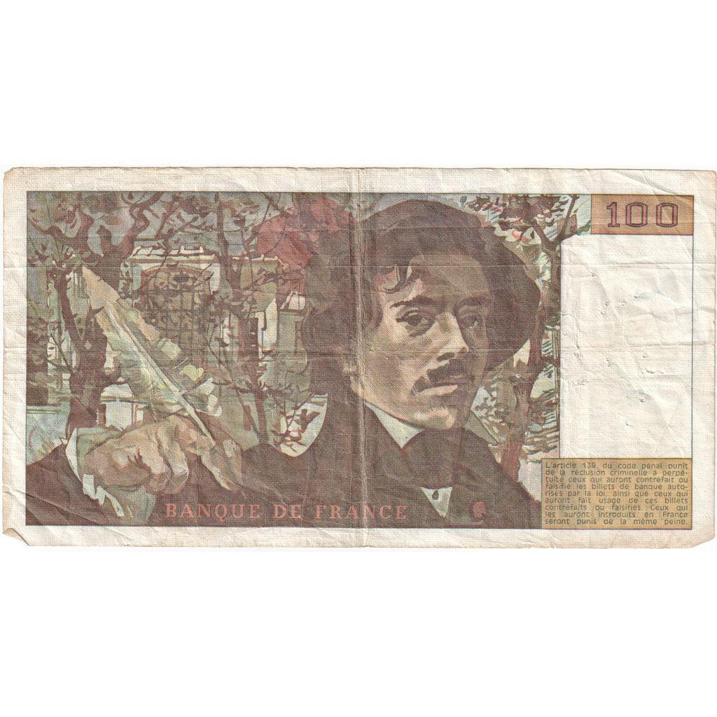 France, 100 Francs, Delacroix, R.1101480, VF(30-35)