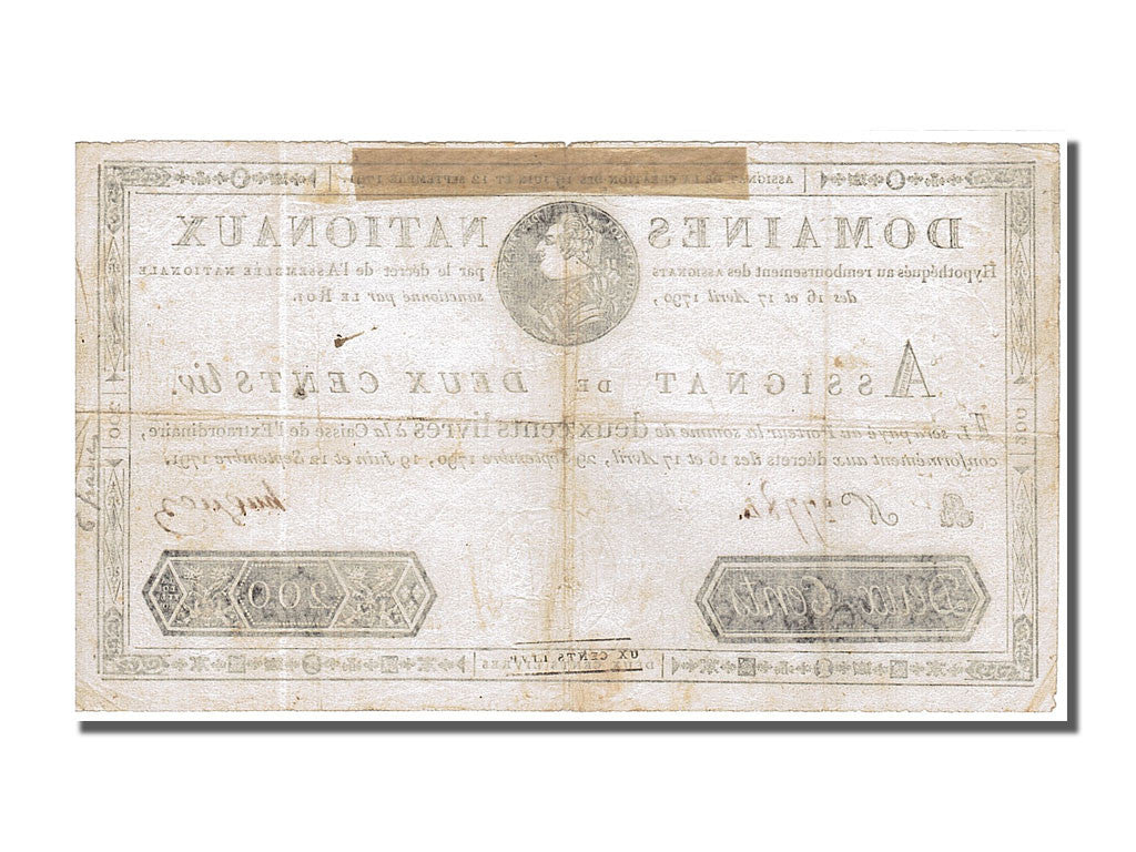 France, 200 Livres, 1791-09-12, B, VF 25, PMG