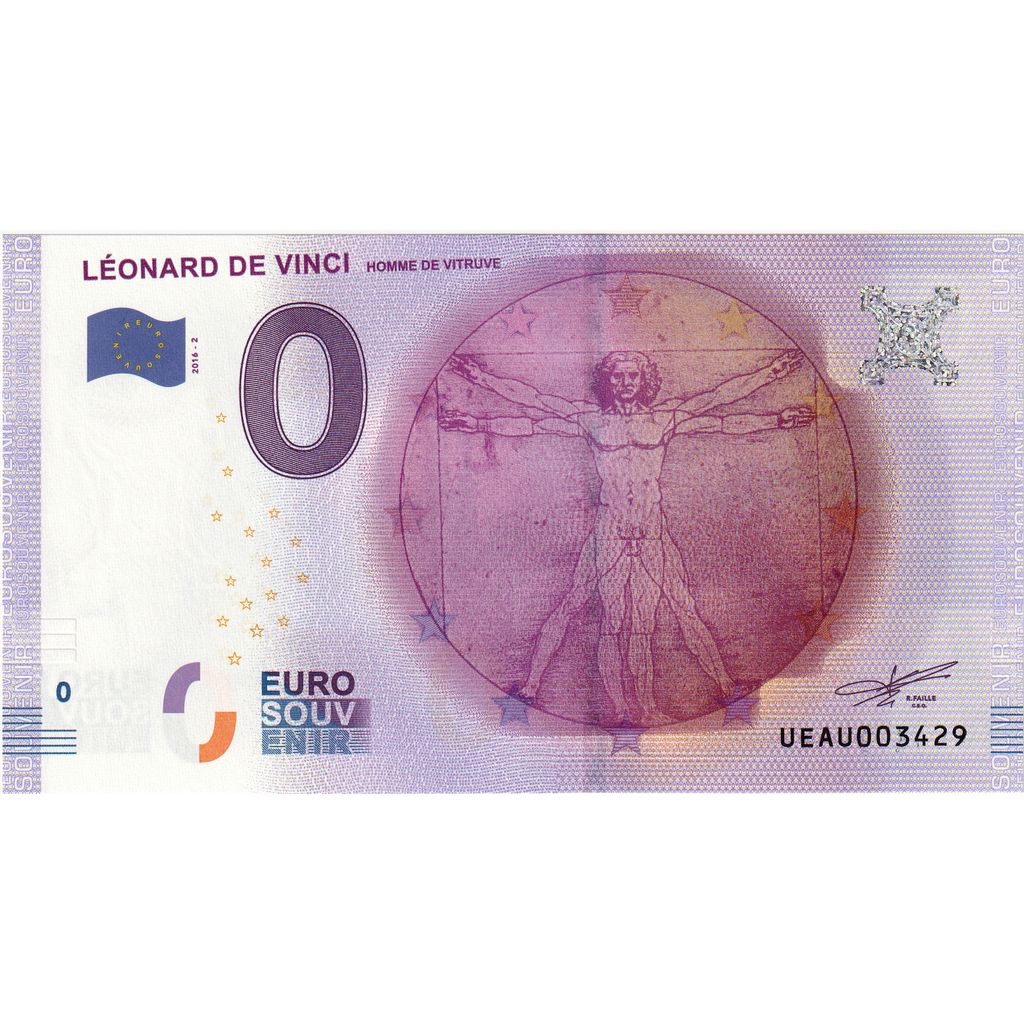 França, Euro, UEAU003429, EURO SOUVENIR LEONARD DE VINCI, UNC(65-70)