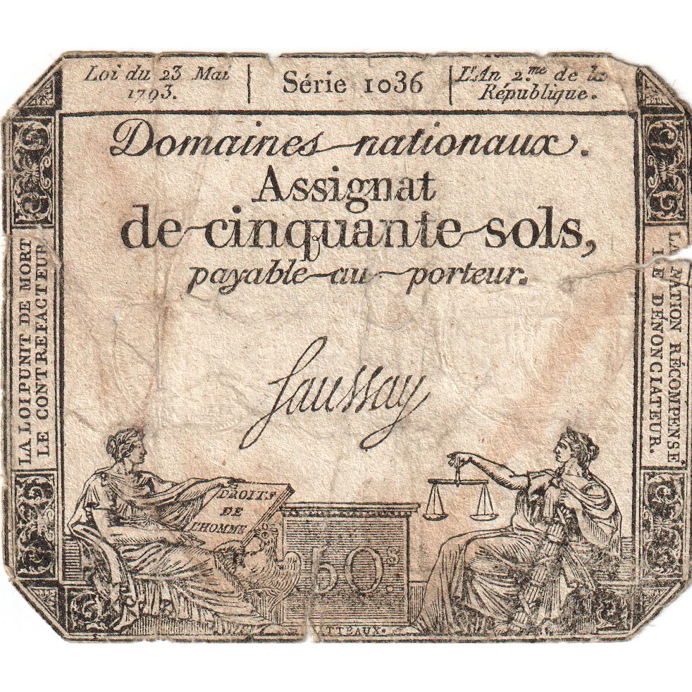 Francja, 50 Sols, 1793-05-23, SERIE 1036, VF(20-25)