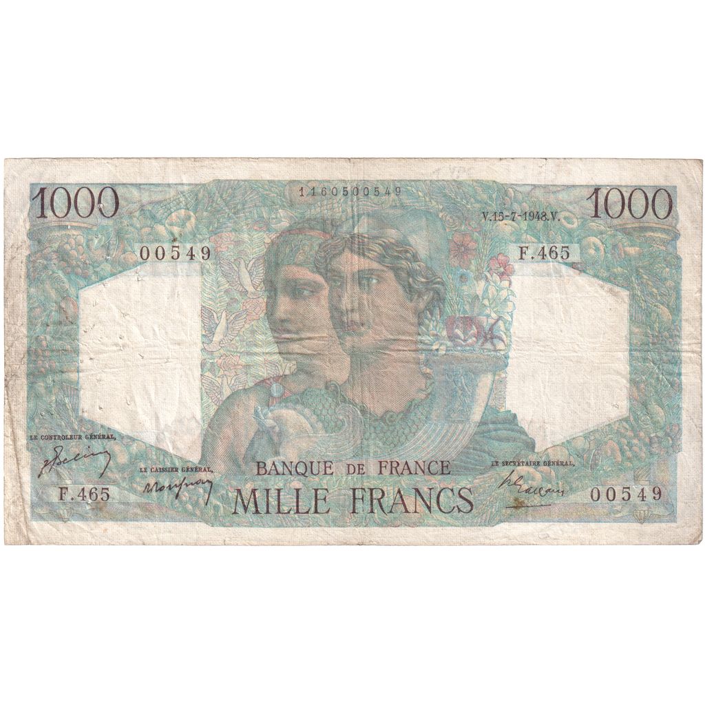 Francia, 1000 Francs, Minerve et Hercule, 1948-07-15, F.46500549, BC+