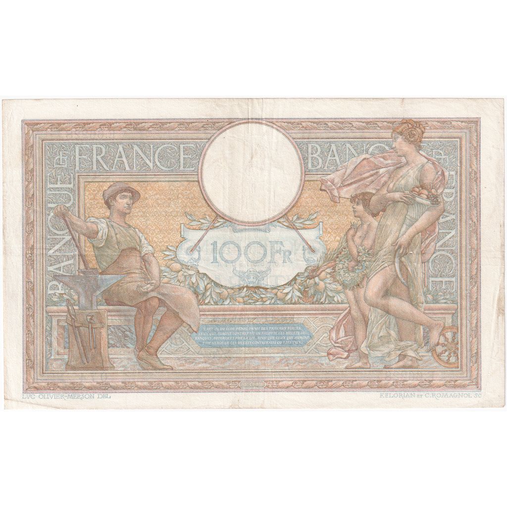 Francia, 100 Francs, Luc Olivier Merson, 1939, 1939-04-13, BC+, Fayette:25.46