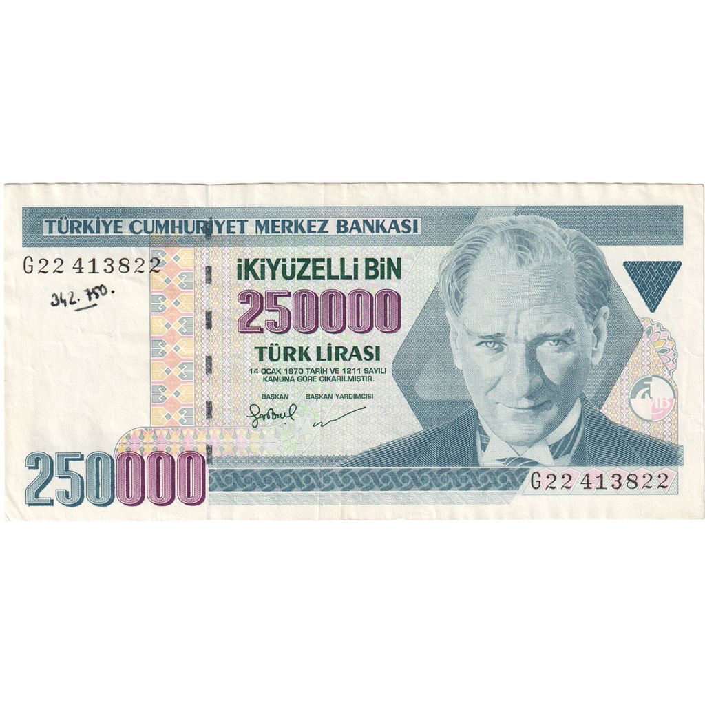 Turkey, 250,000 Lira, EF(40-45)