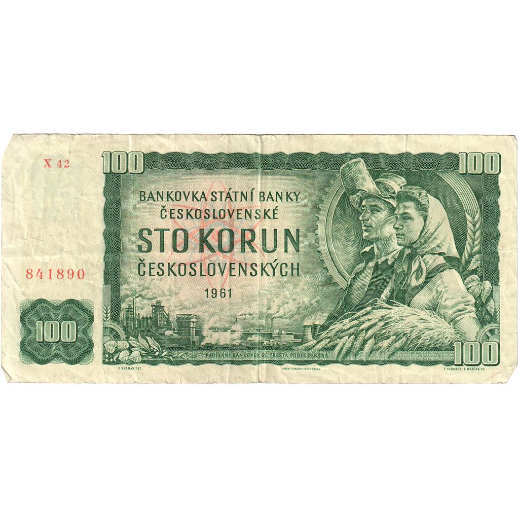 Biljet, Tsjecho-Slowakije, 100 Korun, 1961, TB