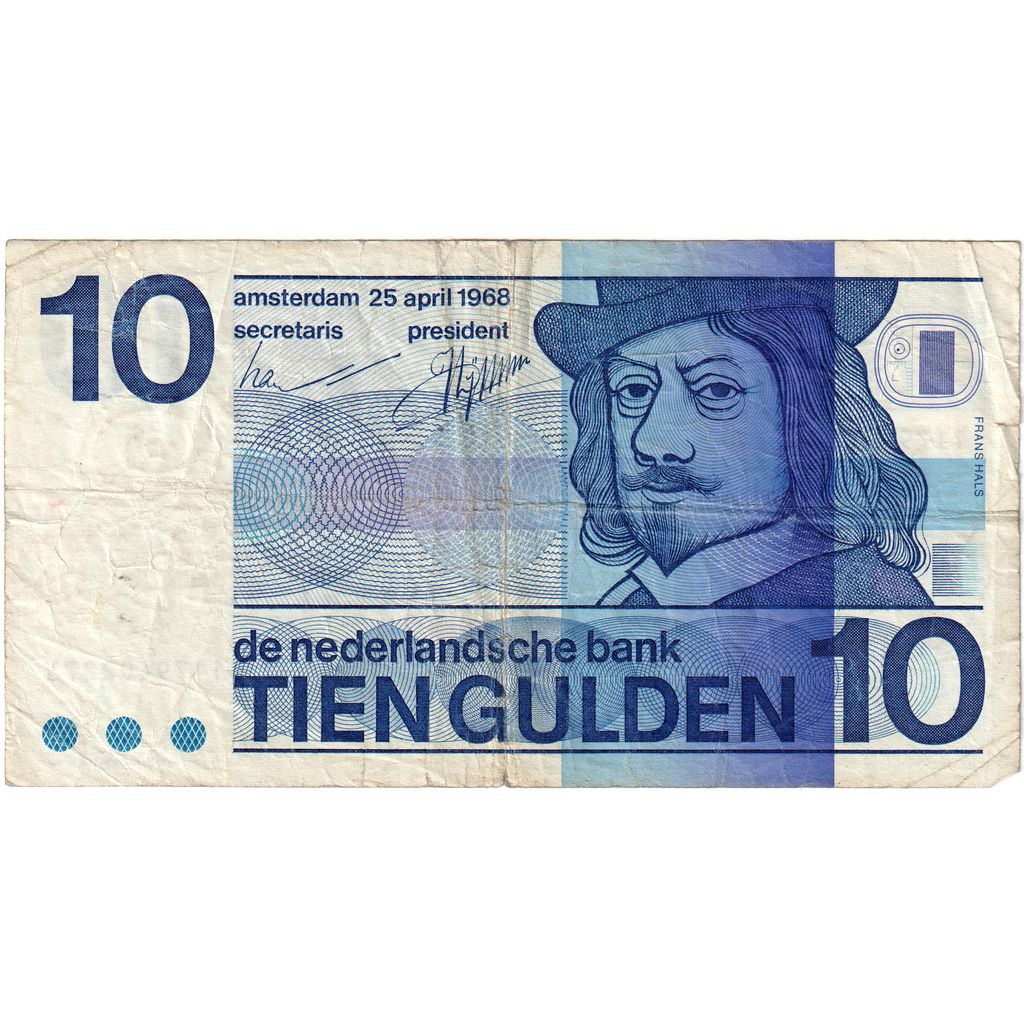 Netherlands, 10 Gulden, 1968, KM:91b, 1968-04-25, VF(30-35)
