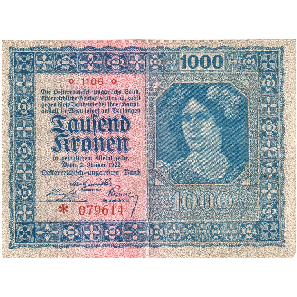 Austria, 1000 Kronen, 1922-01-02, EF(40-45)