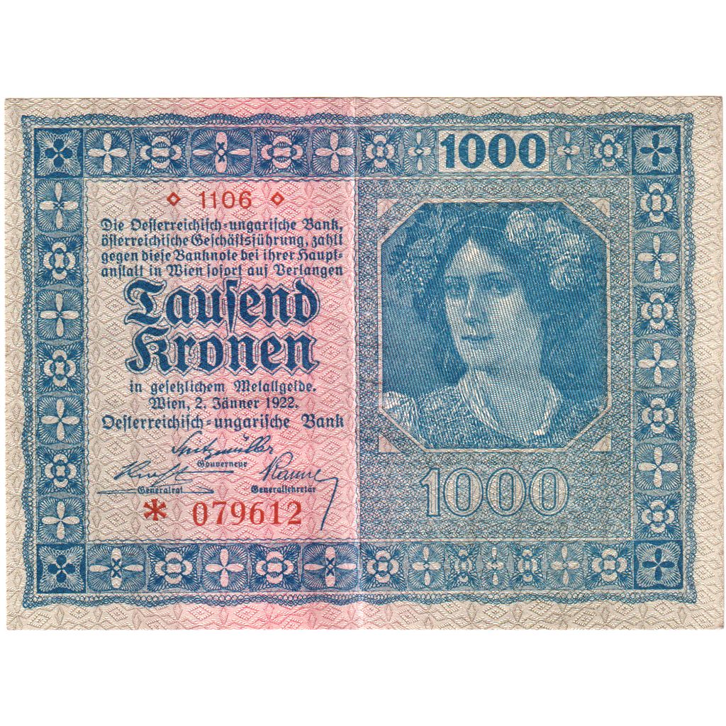 Austria, 1000 Kronen, 1922-01-02, EF(40-45)