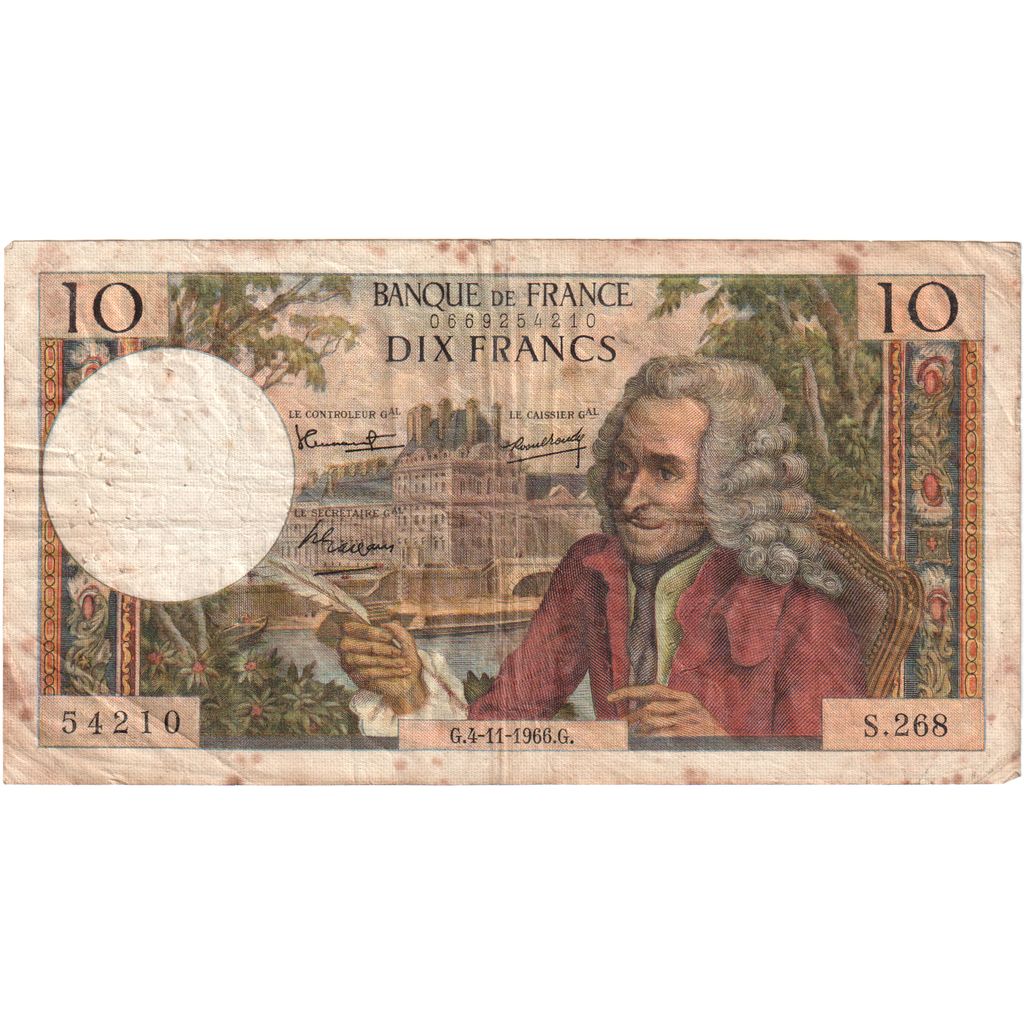 Frankreich, 10 Francs, Voltaire, 1966-11-04, S.26854210, S