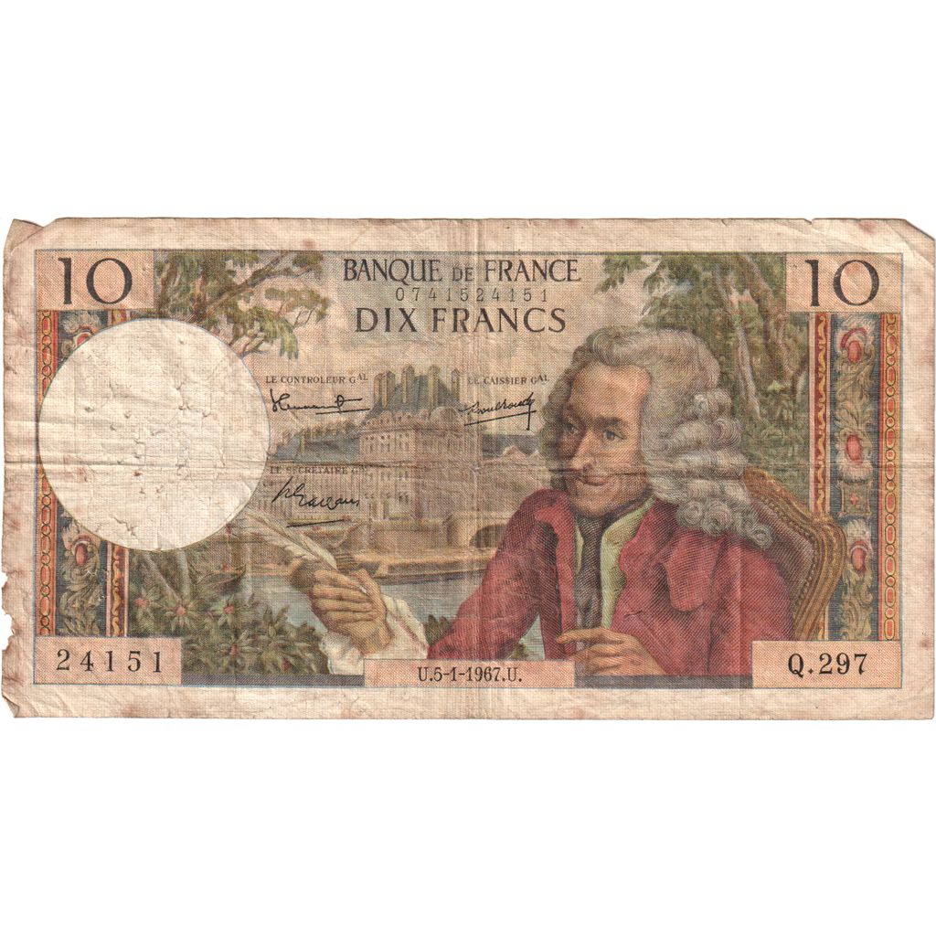 Frankreich, 10 Francs, Voltaire, 1967-01-05, Q.29724151, S
