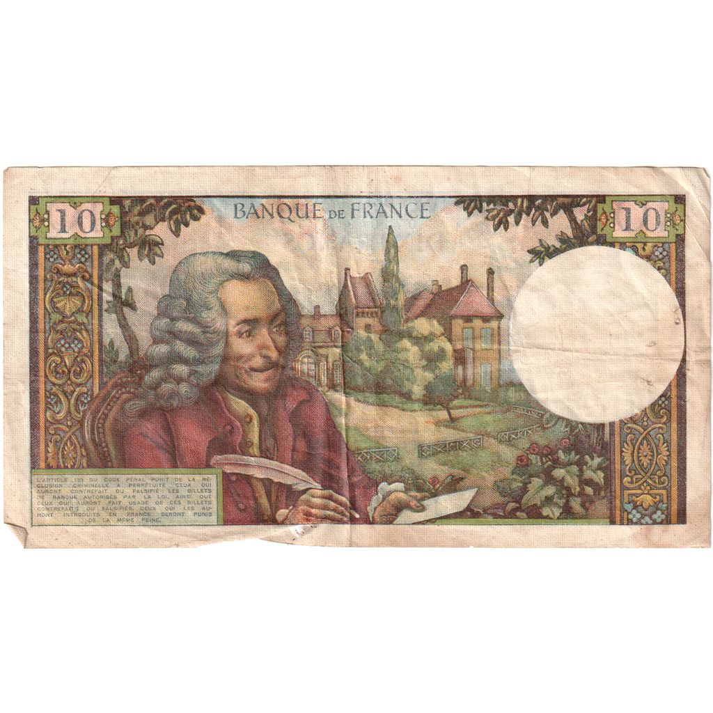 Francia, 10 Francs, Voltaire, 1967-01-05, E.28594333, BC+