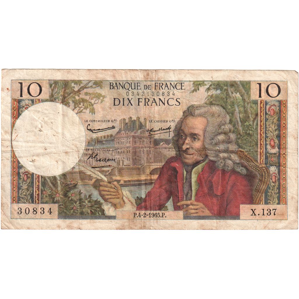 Frankreich, 10 Francs, Voltaire, 1965-02-04, X.13730834, S+