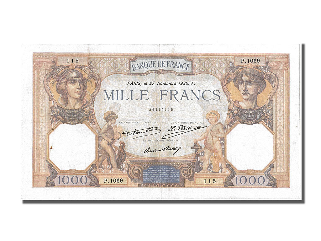 Banconote, Francia, 1000 Francs, 1 000 F 1927-1940 ''Cérès et Mercure'', 1930