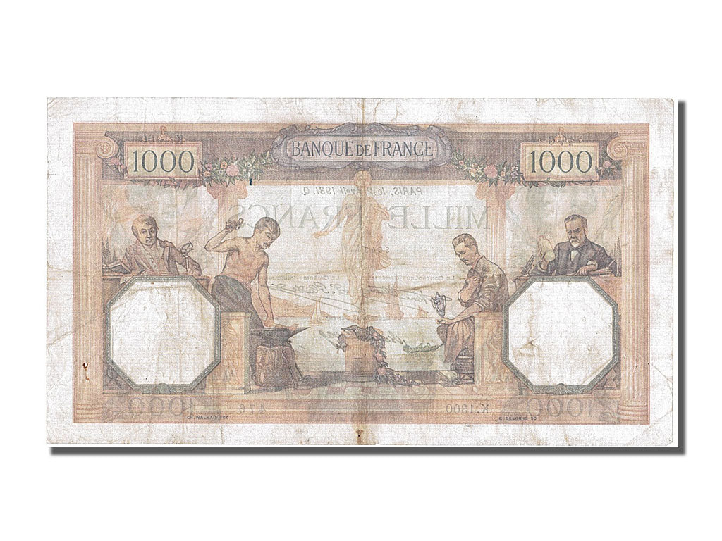 Banknot, Francja, 1000 Francs, Cérès et Mercure, 1931, 1931-04-02, EF(40-45)
