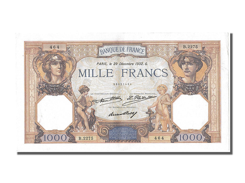 Banknot, Francja, 1000 Francs, Cérès et Mercure, 1932, 1932-12-29, UNC(60-62)