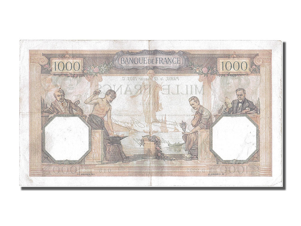Banknote, France, 1000 Francs, 1 000 F 1927-1940 ''Cérès et Mercure'', 1933