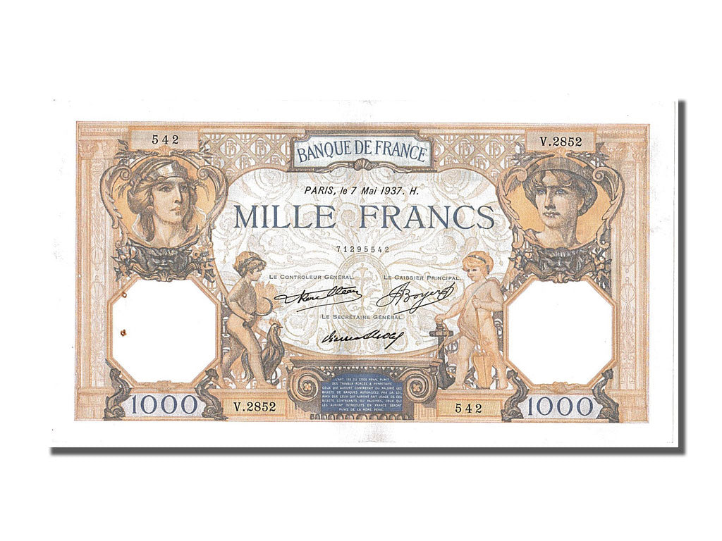Banknot, Francja, 1000 Francs, Cérès et Mercure, 1937, 1937-05-07, EF(40-45)