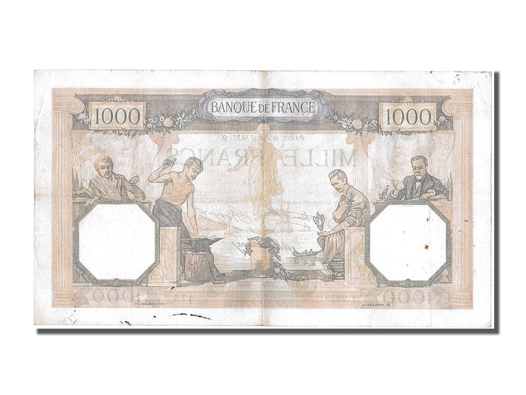 Banknot, Francja, 1000 Francs, Cérès et Mercure, 1937, 1937-05-07, AU(50-53)
