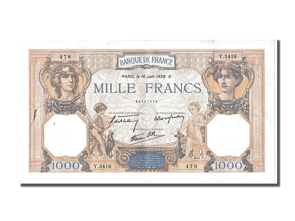 Banknot, Francja, 500 Francs, Cérès et Mercure, 1938, 1938-06-16, AU(50-53)