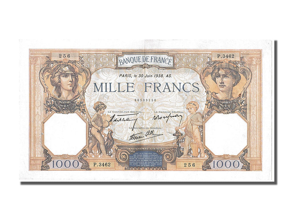 Banknote, France, 500 Francs, 1 000 F 1927-1940 ''Cérès et Mercure'', 1938