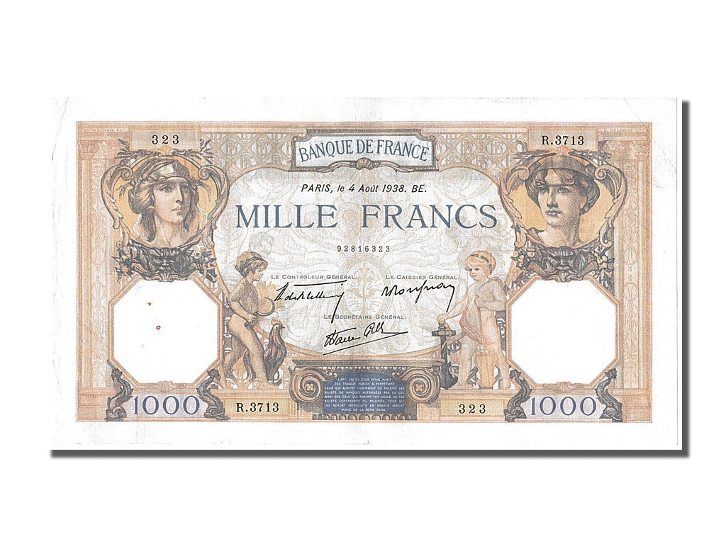 Billet, France, 500 Francs, 1 000 F 1927-1940 ''Cérès et Mercure'', 1938