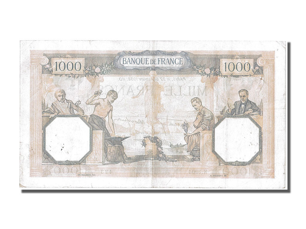 Biljet, Frankrijk, 500 Francs, 1 000 F 1927-1940 ''Cérès et Mercure'', 1938